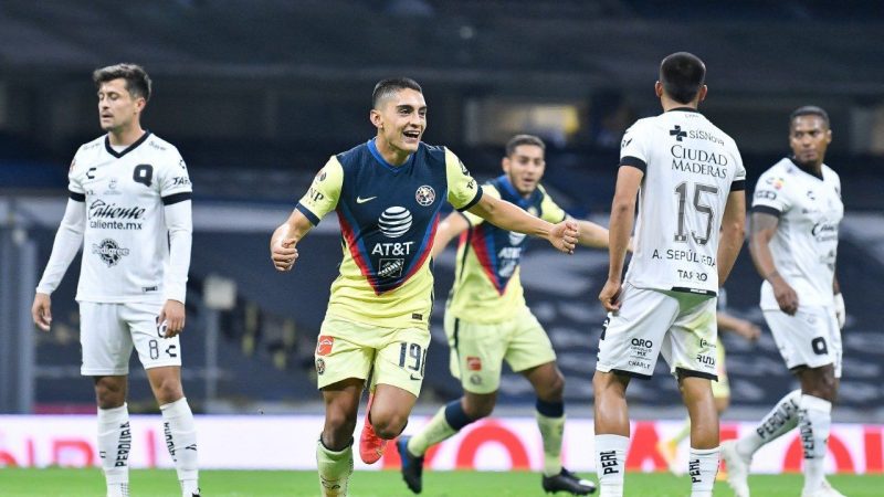 Raul Jimenez with young club America midfielder, Santiago Naveda