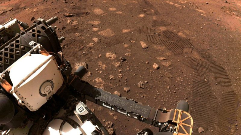 The diligent robot made its first voyage to Mars and photographed the tracks it left behind