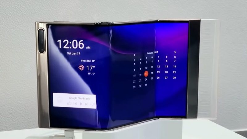 Samsung shows its foldable phone with three screens