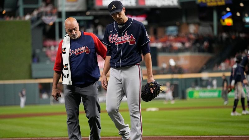 Braves start pitcher Charlie Morton leaves game and world series